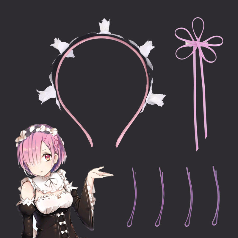 Re:ZERO Ram & Rem Cosplay Wig – Pink & Blue Character Styles with Accessories