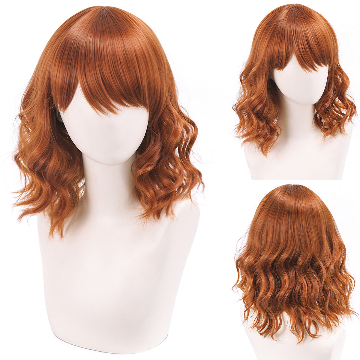Short Wavy Curly Cosplay Wig – Straight Bangs Multi-Color Styles