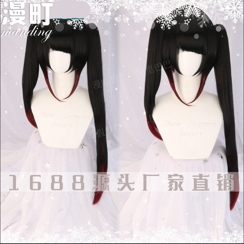 Date A Live Kurumi Tokisaki Cosplay Wig  Black Brown Ombre Twin Tails