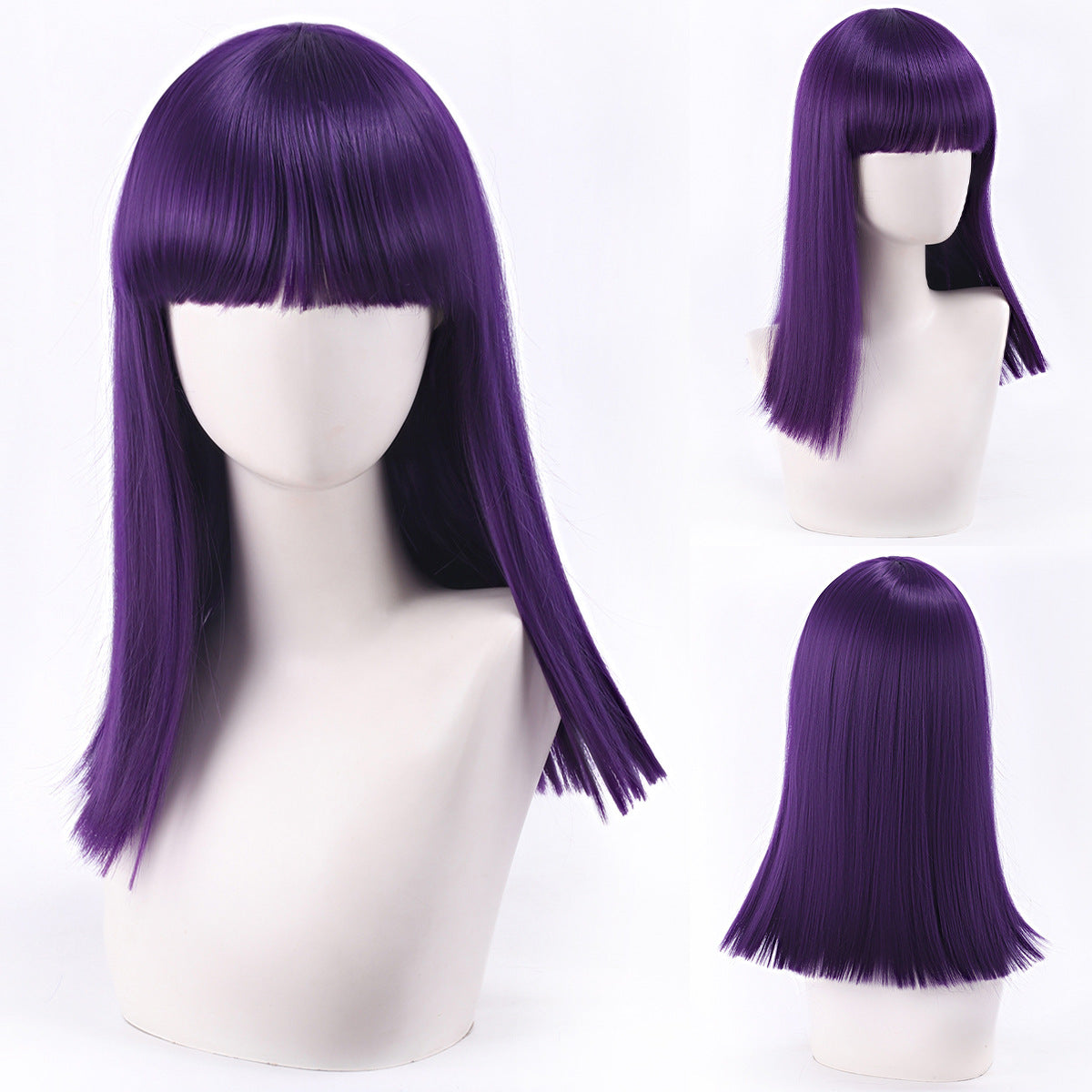 Short Bob Cosplay Wig – Multi-Color Straight Shoulder-Length Style with Blunt Bangs