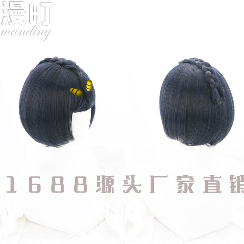 JoJo's Bizarre Adventure Golden Wind Bruno Bucciarati Cosplay Wig  Black Bob Cut Anime Wig