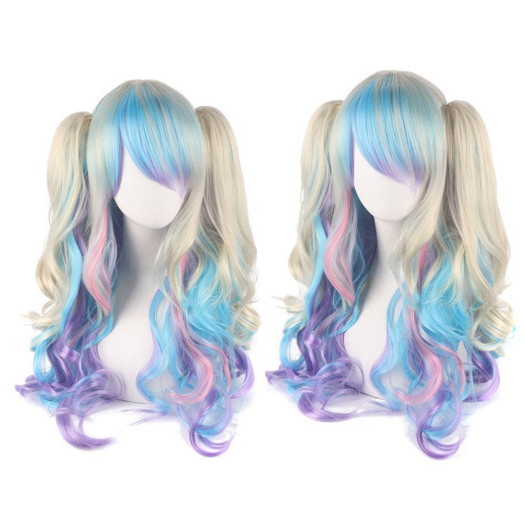 Lolita Long Curly Twin Ponytail Cosplay Wig – Clip-On Twin Tail Style