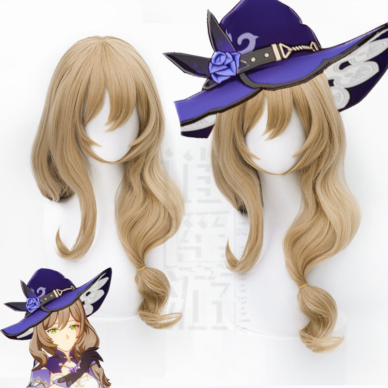 Genshin Impact Lisa Cosplay Wig  Long Slightly Curled Character Hairstyle