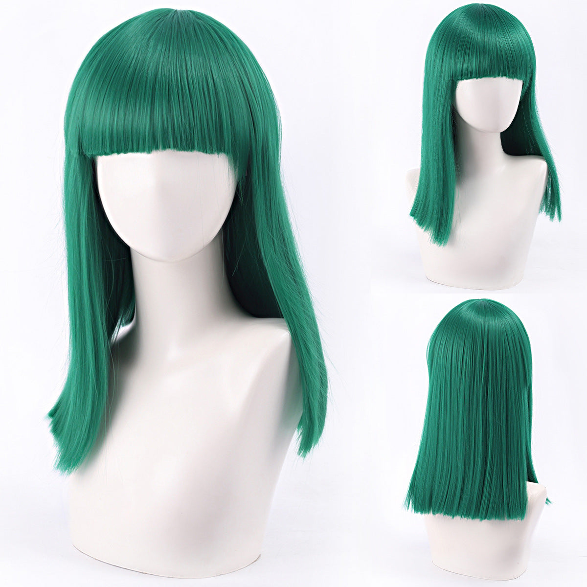 Short Bob Cosplay Wig – Multi-Color Straight Shoulder-Length Style with Blunt Bangs