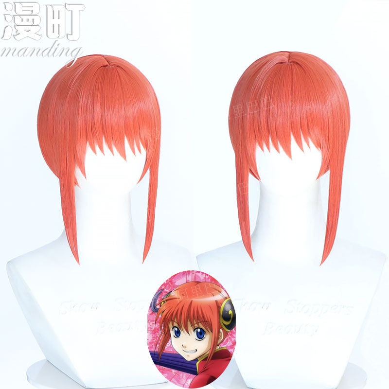 Kagura Cosplay Wig from Gintama  Orange Anime Wig with Hair Bun Accessories