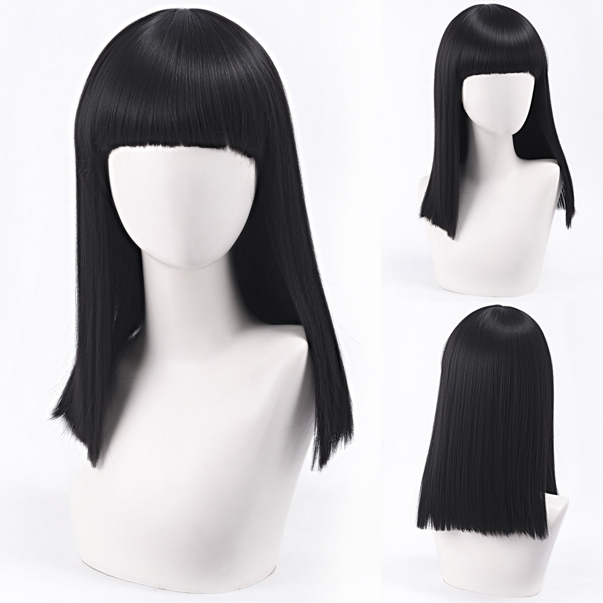 Short Bob Cosplay Wig – Multi-Color Straight Shoulder-Length Style with Blunt Bangs