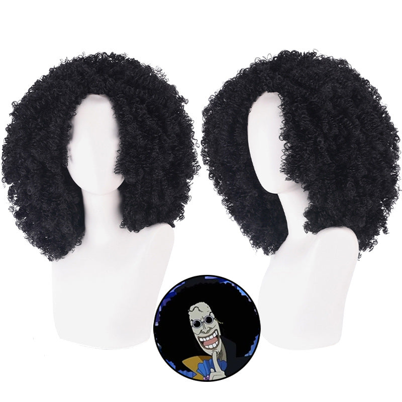 One Piece Brook Cosplay Wig – Black Fluffy Afro Character Style