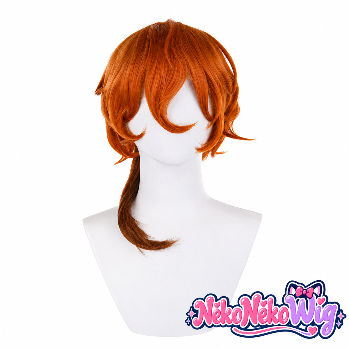 Chuuya Nakahara orange layered cosplay wig with an elongated nape section